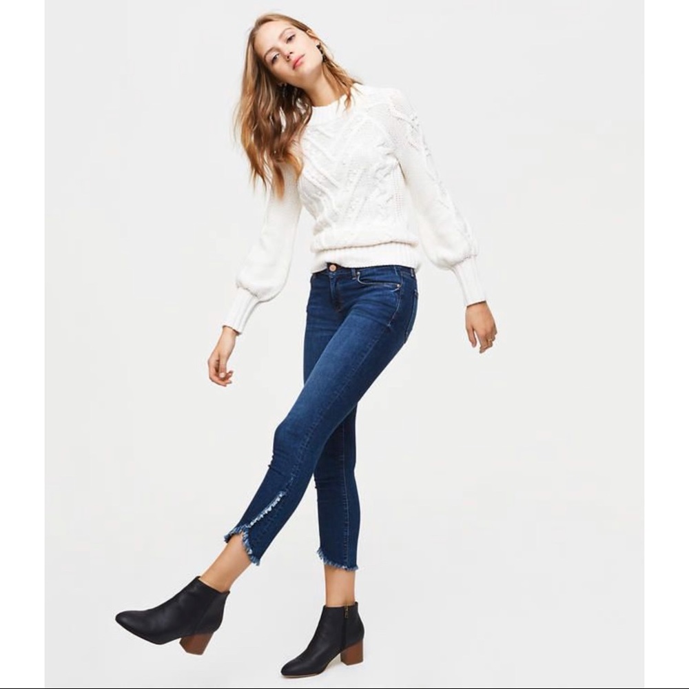LOFT Petite Modern Tulip Hem Skinny Jeans